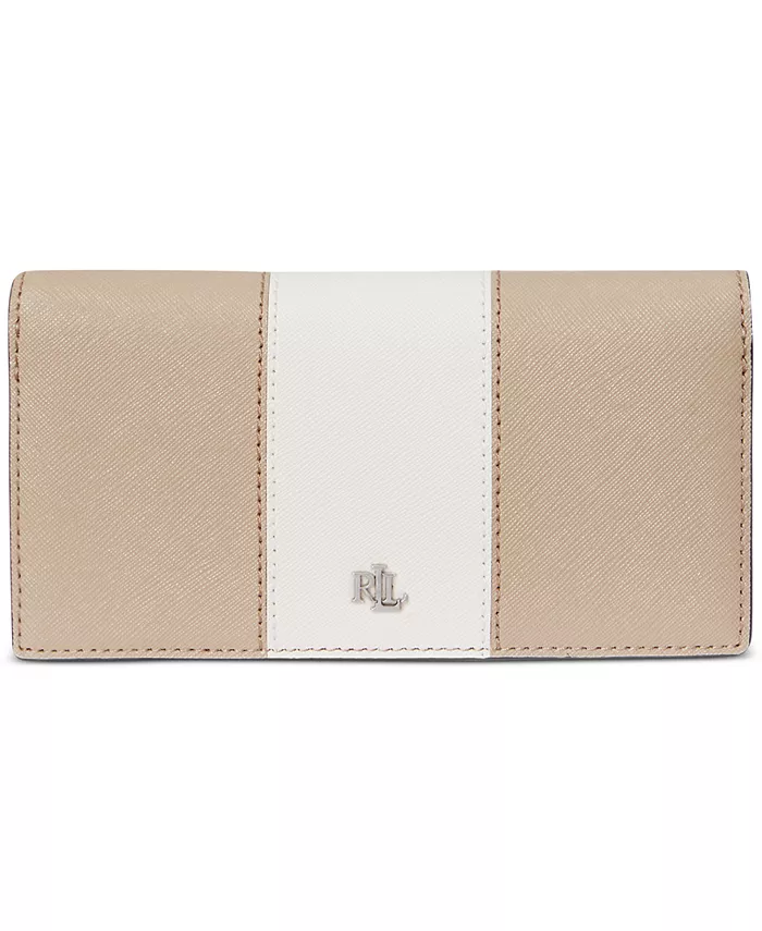 

Кожаный тонкий кошелек Crosshatch с застежкой на кнопку Lauren Ralph Lauren, мультиколор