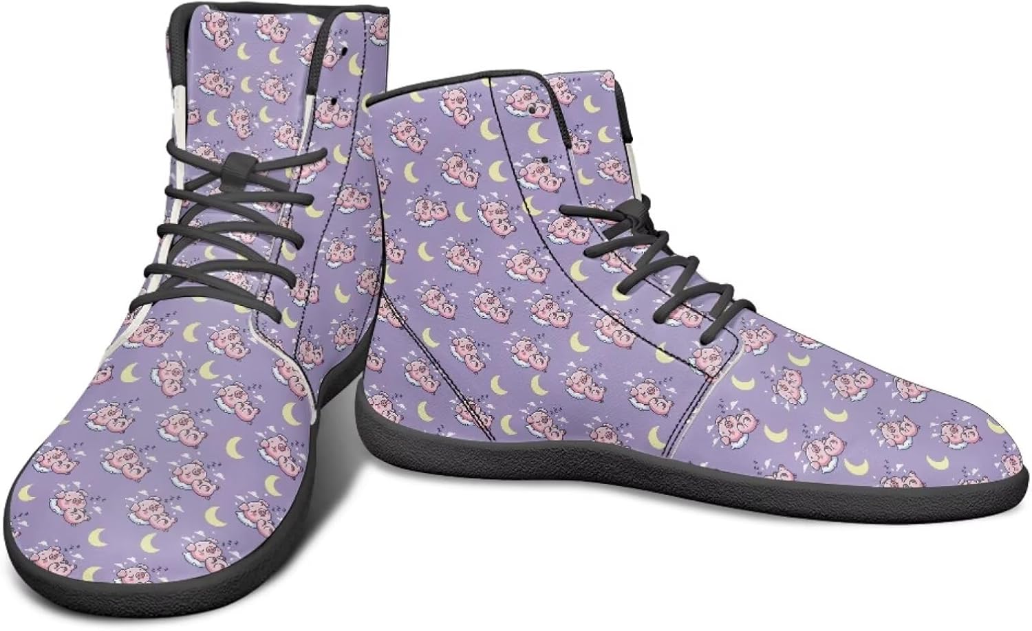 

Кроссовки с анималистическим принтом - высокие кроссовки с широким носком для кросс-тренинга для мужчин Watdotory, Sleeping Pig Moon Pattern