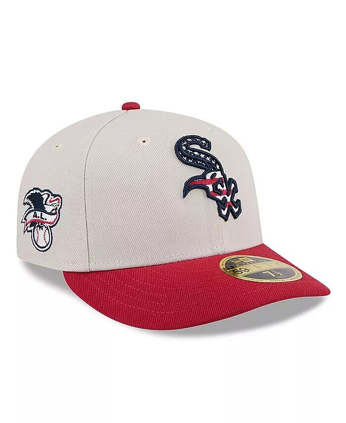 

Мужская красная кепка Chicago White Sox 2024 Четвертое июля низкопрофильная 59FIFTY приталенная шляпа New Era, бежевый