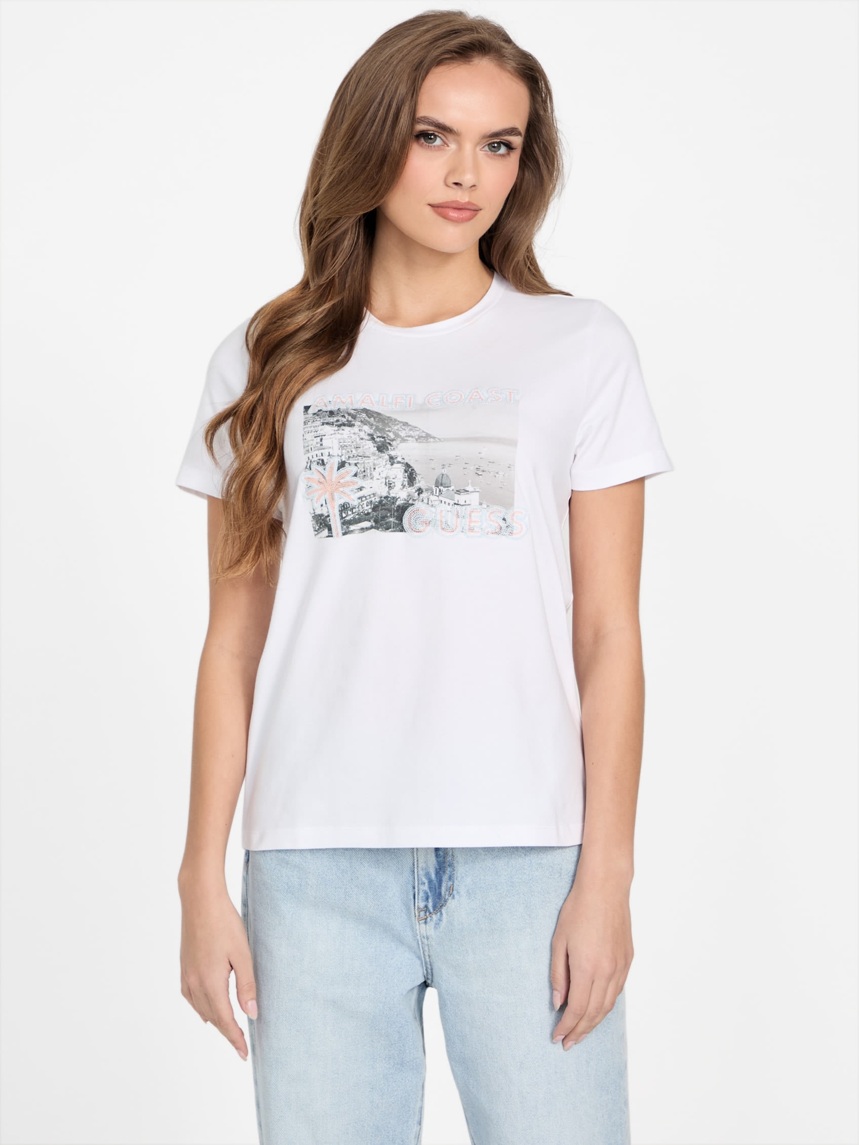 

Футболка с принтом "Эко Джетлаг" Guess Factory, белый