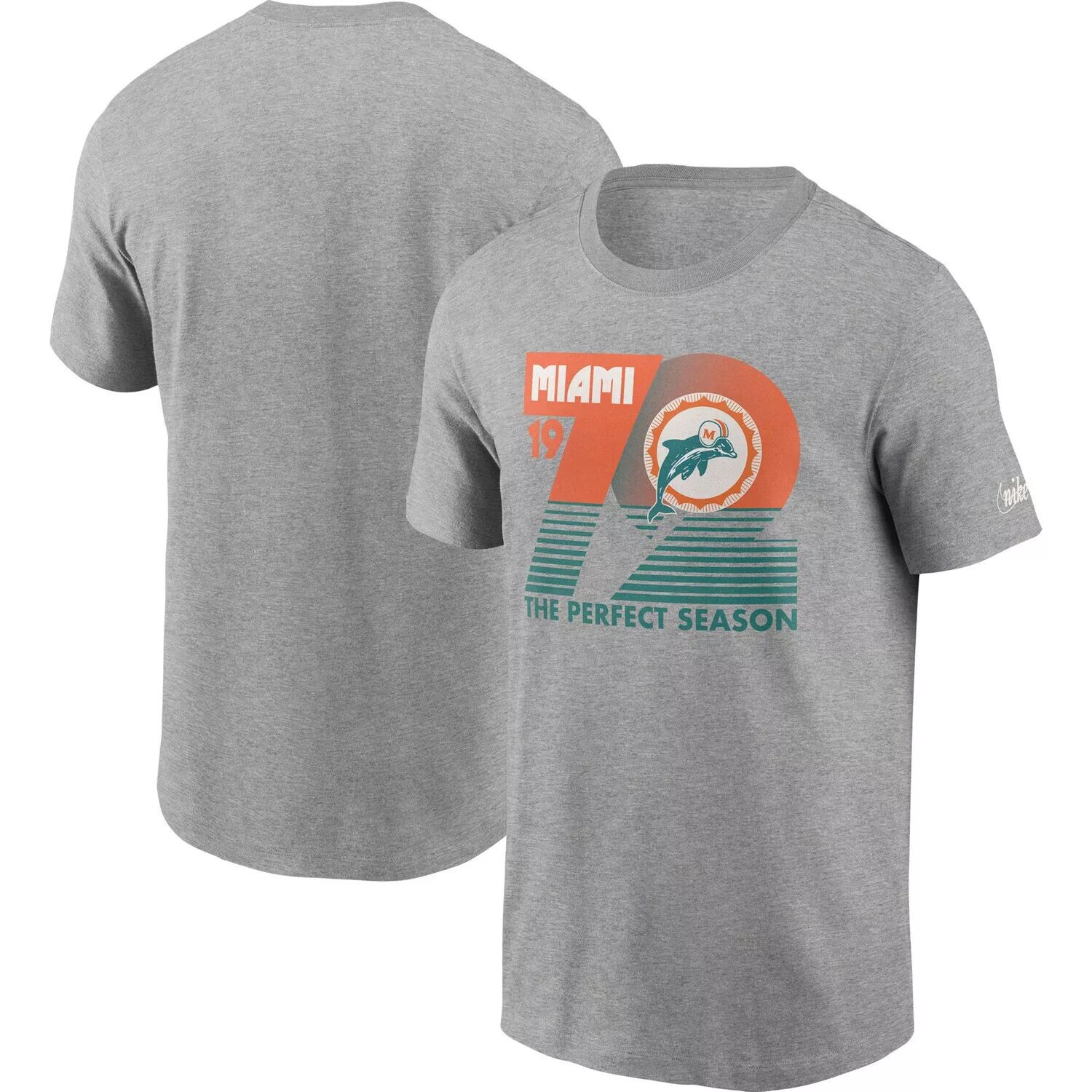 

Мужская футболка Nike Heathered Grey Miami Dolphins Hometown Collection 1972
