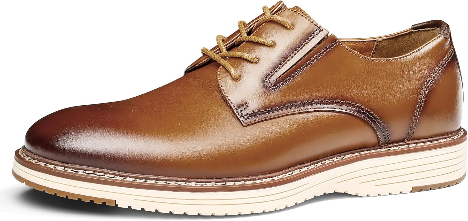 

Мужские классические туфли Hantatop, повседневные оксфорды с перфорацией и поддержкой свода стопы из натуральной кожи, удобные и стильные классические кроссовки-дерби на шнуровке для деловых встреч, повседневной носки и свадеб, коричневый