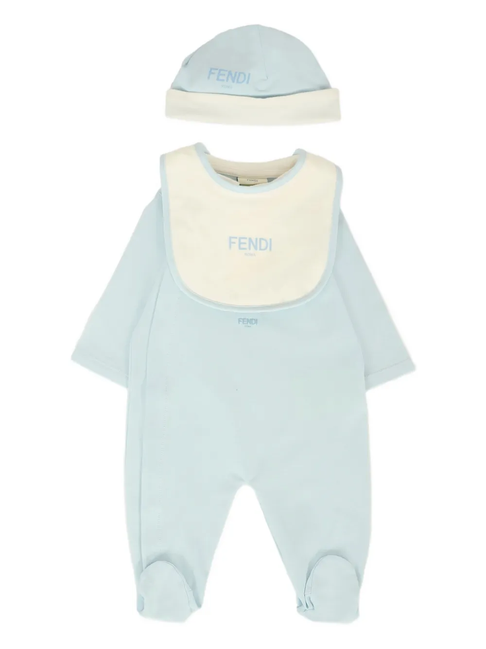 Комплект для новорожденного с принтом Fendi Kids, синий — фото 4