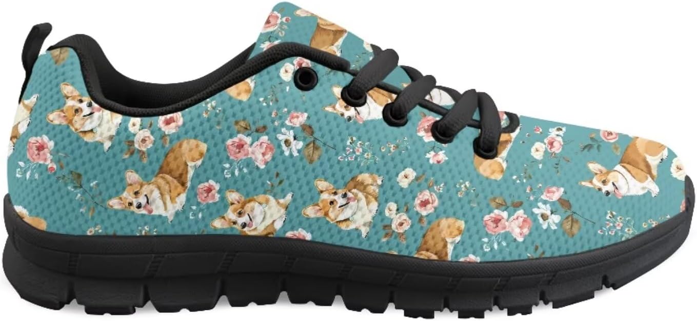 

Кроссовки с американским флагом для мужчин и женщин, кеды, обувь на 4 июля, легкие беговые и теннисные кроссовки для фитнеса Getelinseng, Corgi Floral