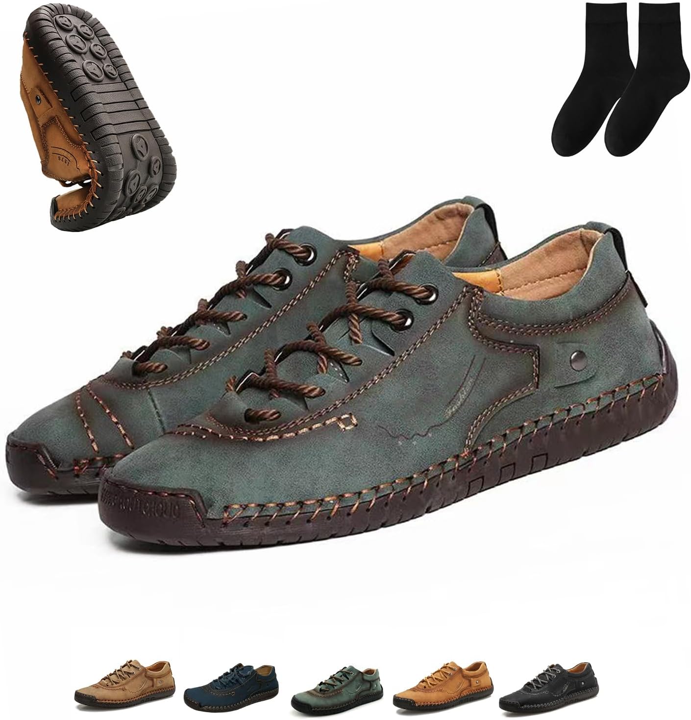 

Мужские повседневные туфли-лоферы, прогулочные туфли, легкие ручной работы, кожаные туфли на шнуровке, светлые балетки и работы в офисе Generic, светло-зеленый