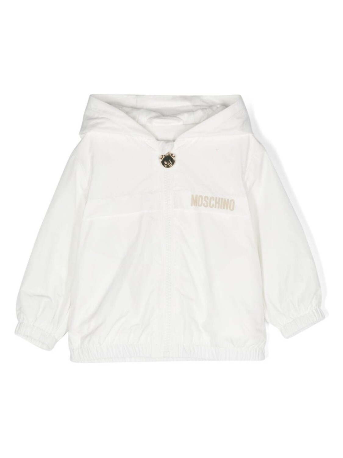 

Moschino Kids бомбер с капюшоном и логотипом, белый