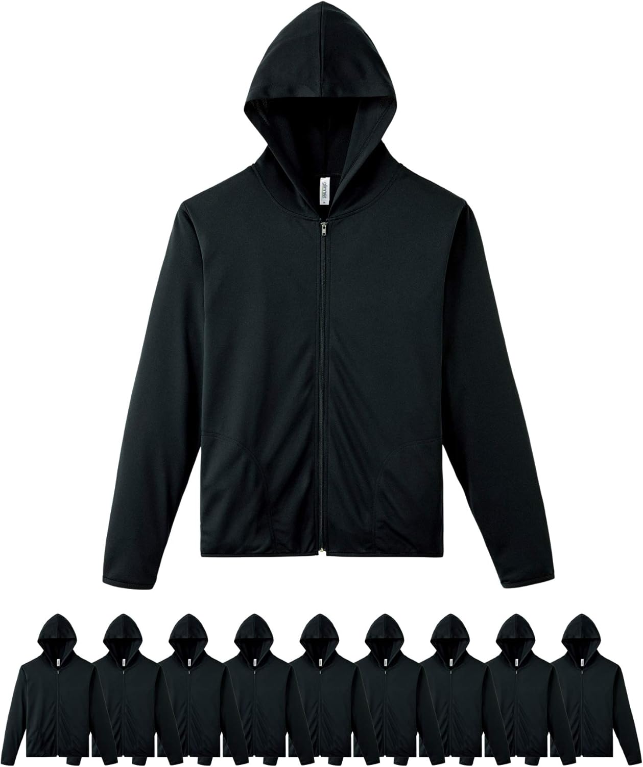 

Мужская толстовка на молнии Glimmer 00338-AMZ, плотность ткани 4,4 унции, быстросохнущая, с длинными рукавами, с защитой от УФ-излучения, черный