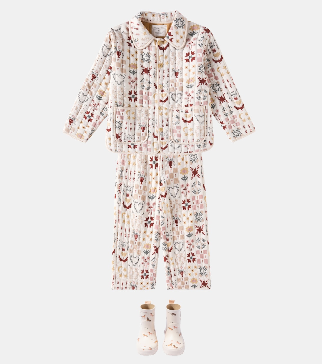 Широкие брюки из льняной ткани в стиле фольклора Rylee + Cru, Natural — фото 2
