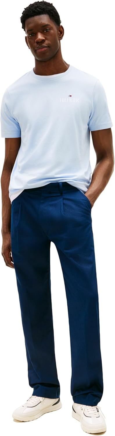 Мужские хлопковые футболки Tommy Hilfiger с коротким рукавом и вышитым логотипом Stack, Breezy Blue — фото 3