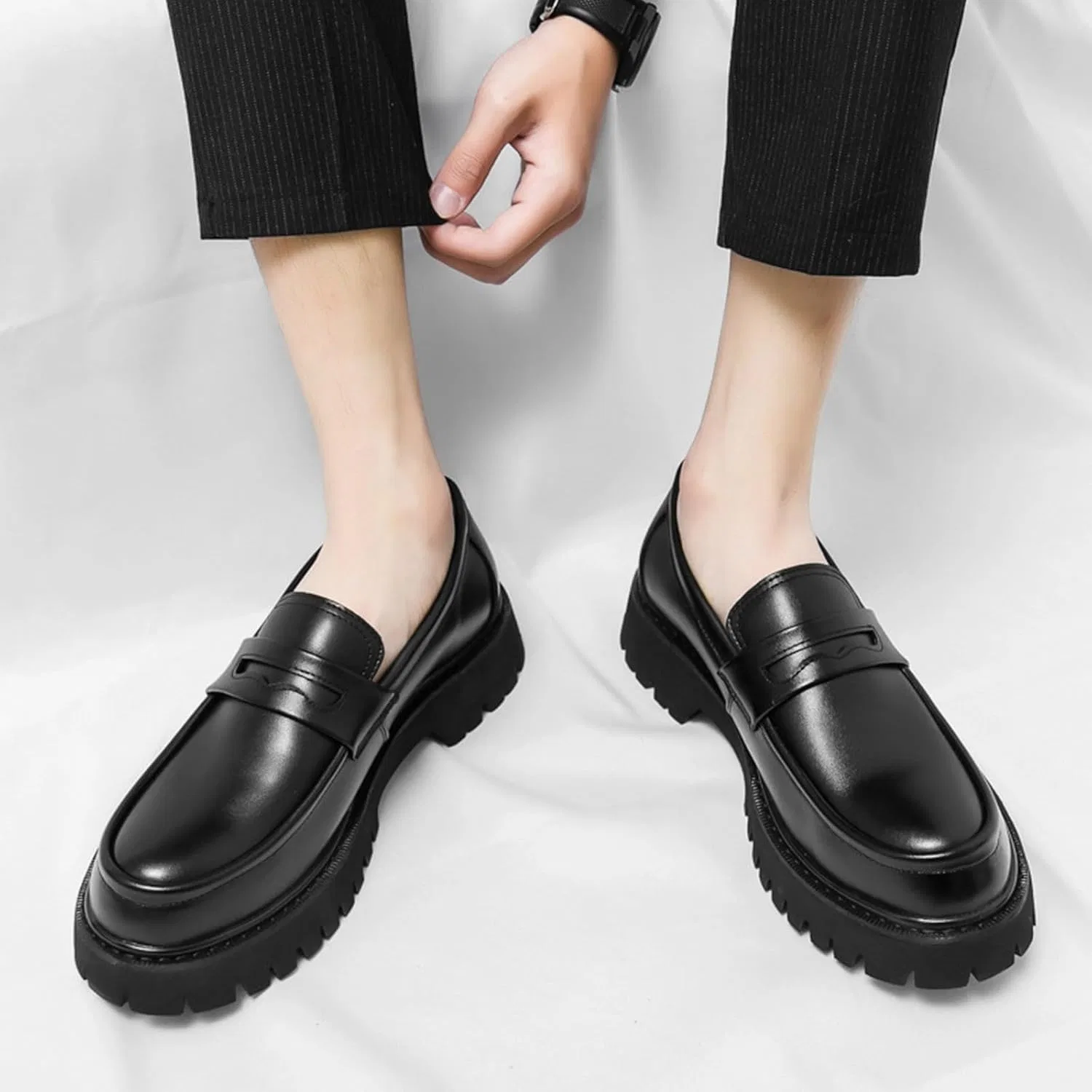 Generic Туфли 2026 Schuhe Herren Frhlings- Herbstausgabe Jugend Le Fu Dicke Sohlen Höhe erhöhende Schwarze Mode Casual Lederschuhe — фото 3