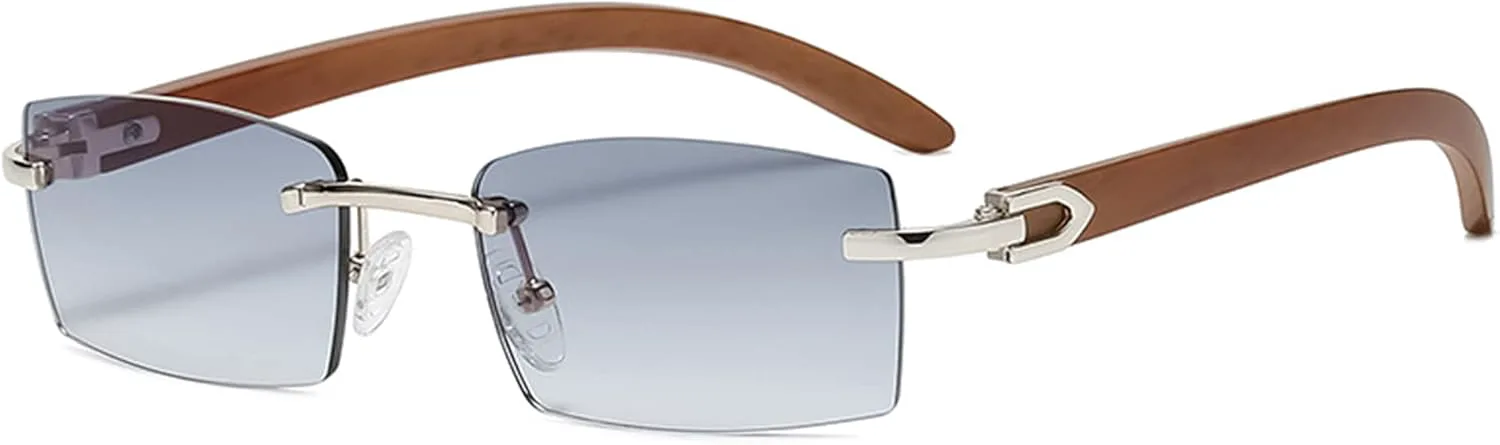 

Прямоугольные модные солнцезащитные очки без оправы для женщин и мужчин в стиле гангстеров 90-х, ретро-винтаж, трендовые очки Zentavi, Silver Frame Gradient Grey Lens