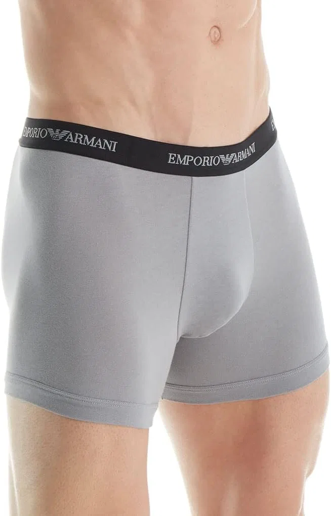 Боксеры 2-pack хлопковые Emporio Armani, серый/синий — фото 2