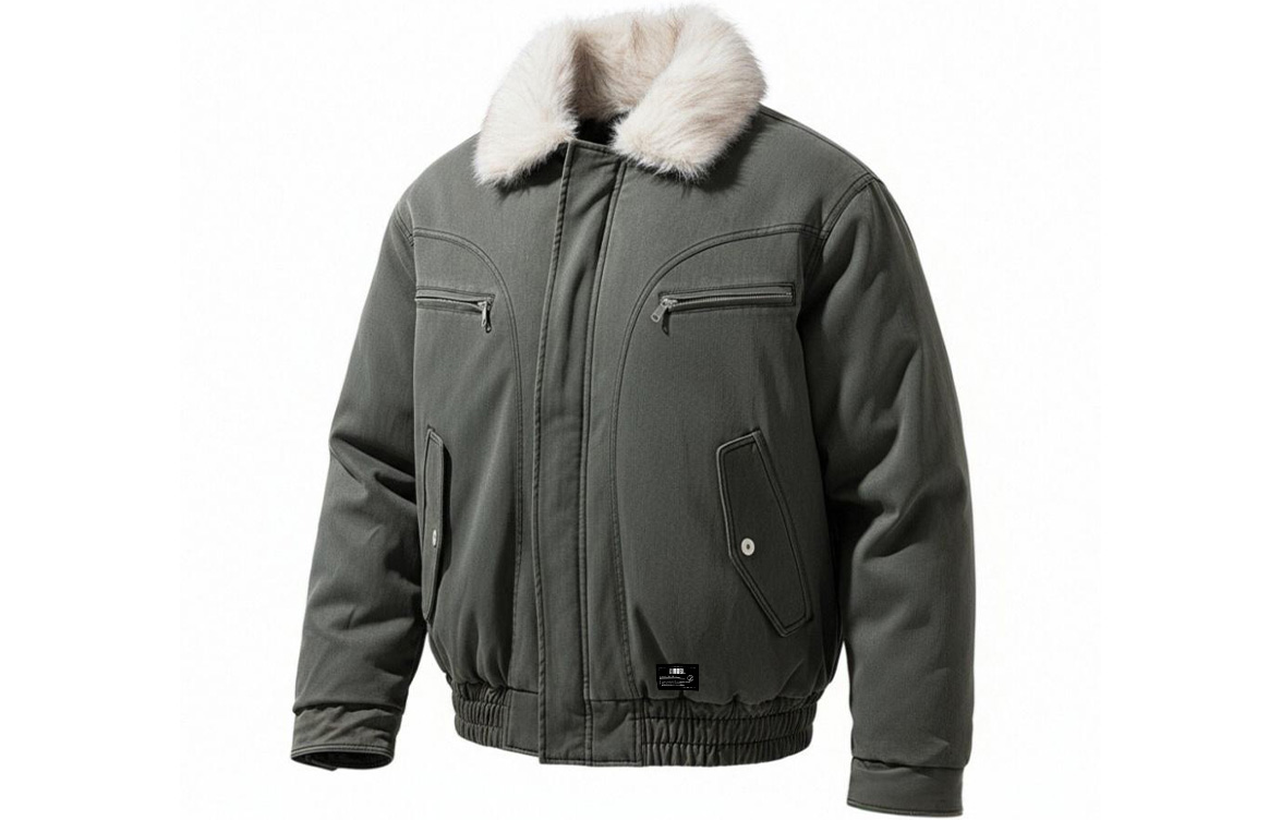 

Пуховик Unisex с меховым воротником утепленный ZIAREL, темно-серый[removable logo]