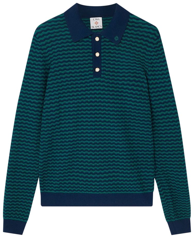 

Поло Casablanca Mini Wave Polo 'Navy/Green', синий