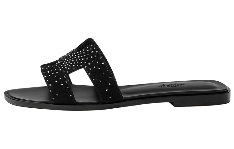 Оранские сандалии со стразами Noir Suede Goatskin Hermes