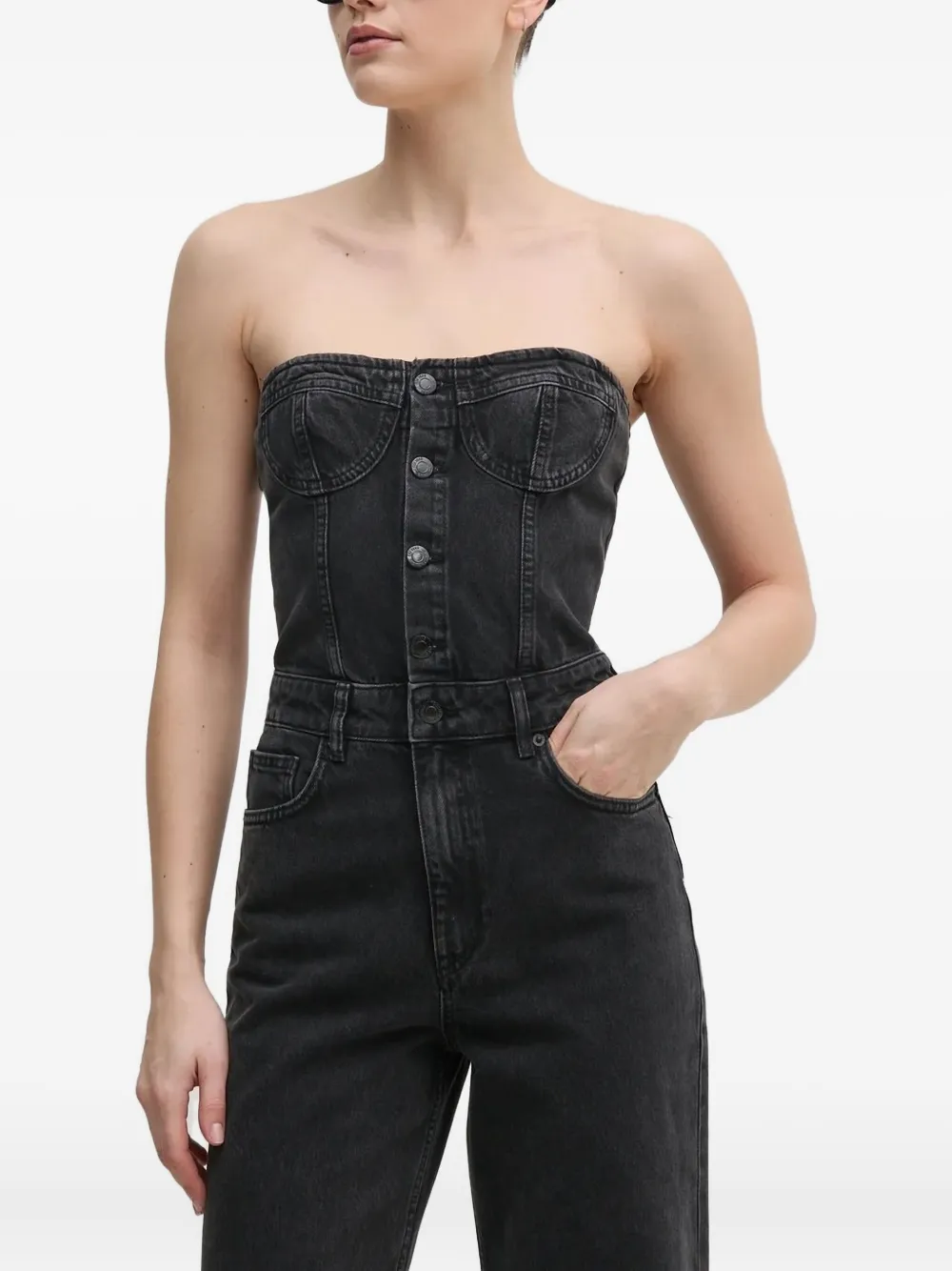 

Джинсовый комбинезон на пуговицах Sisley, черный