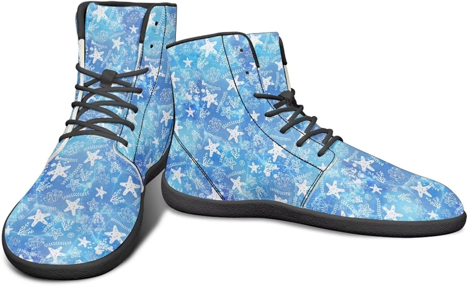 

Высокие кроссовки с морским животным принтом и обувь для босоного ходьбы, заземляющие кроссовки для мужчин, обувь для кросс-тренинга и путешествий Watdotory, Starfish Seaweed Print