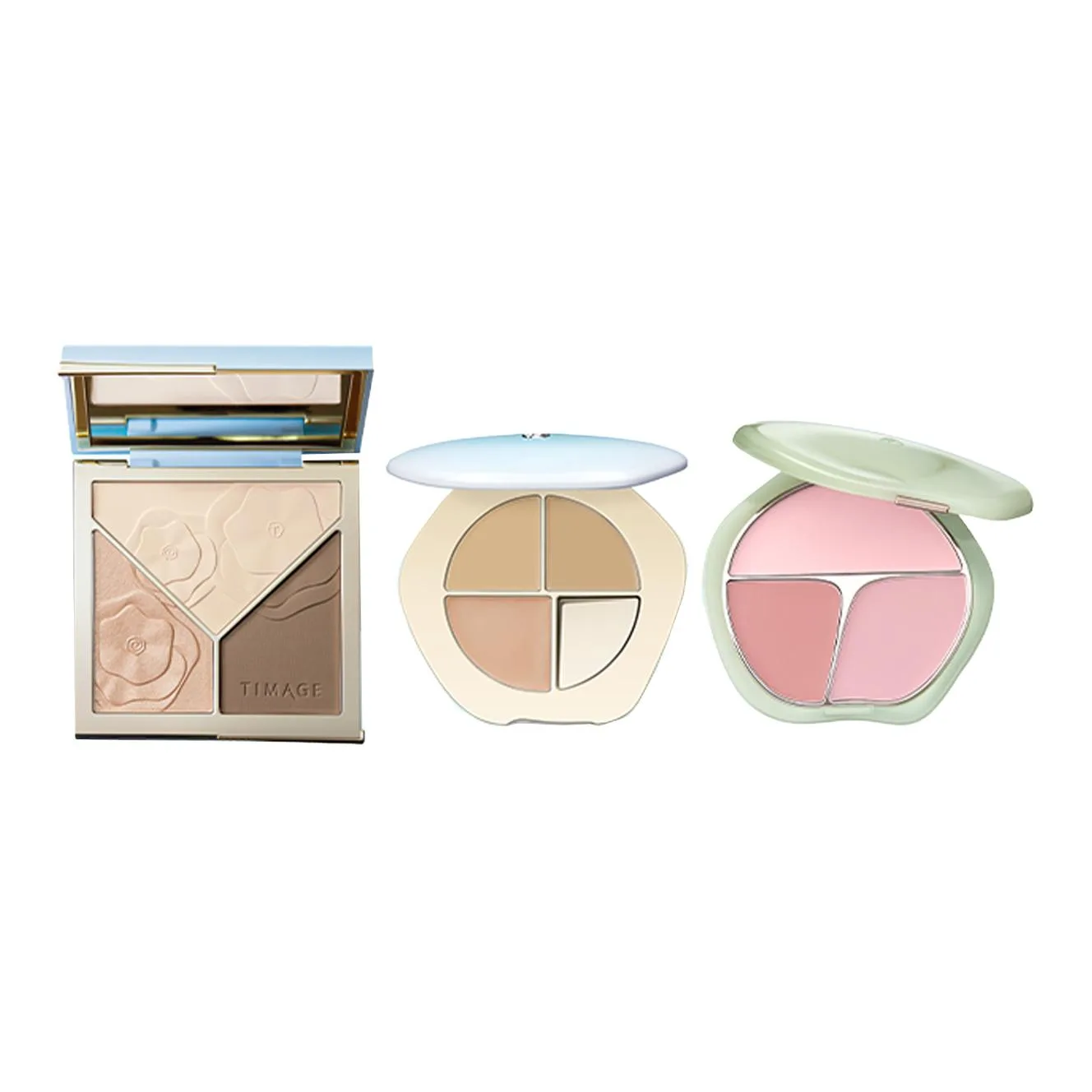 TIMAGE Набор корректоров для лица три в одном, (Suitable for Natural/Yellow Skin Tones) Contouring Palette 01, Day Shadow Soft+Concealing Palette 01, Goose Down Palette+Blush 02