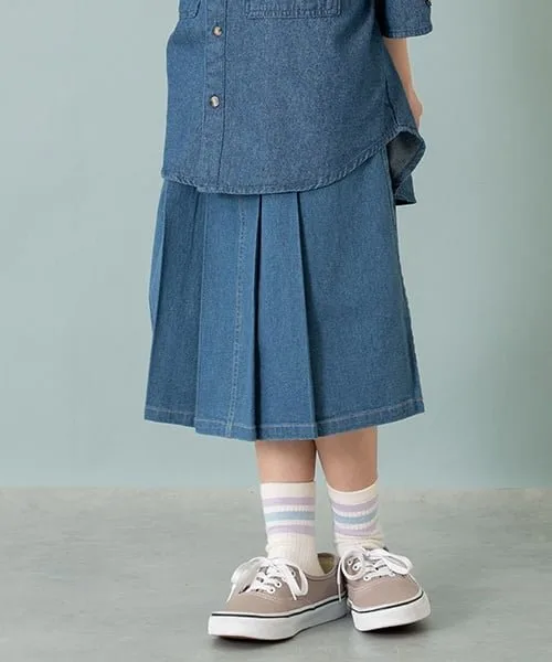 Джинсовая плиссированная юбка And D.petitmain, Navy blue