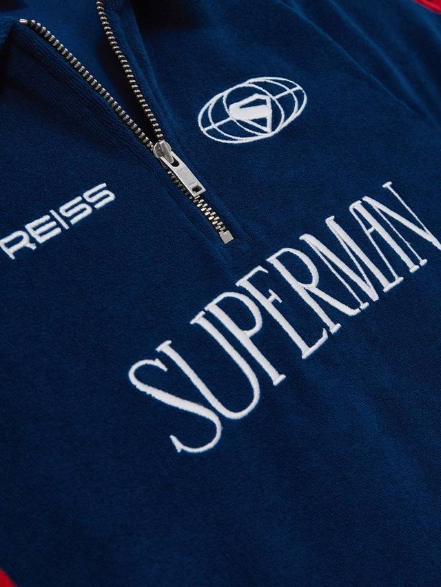 Детская хлопковая толстовка с короткими рукавами на молнии Reiss, Blue/Red — фото 4