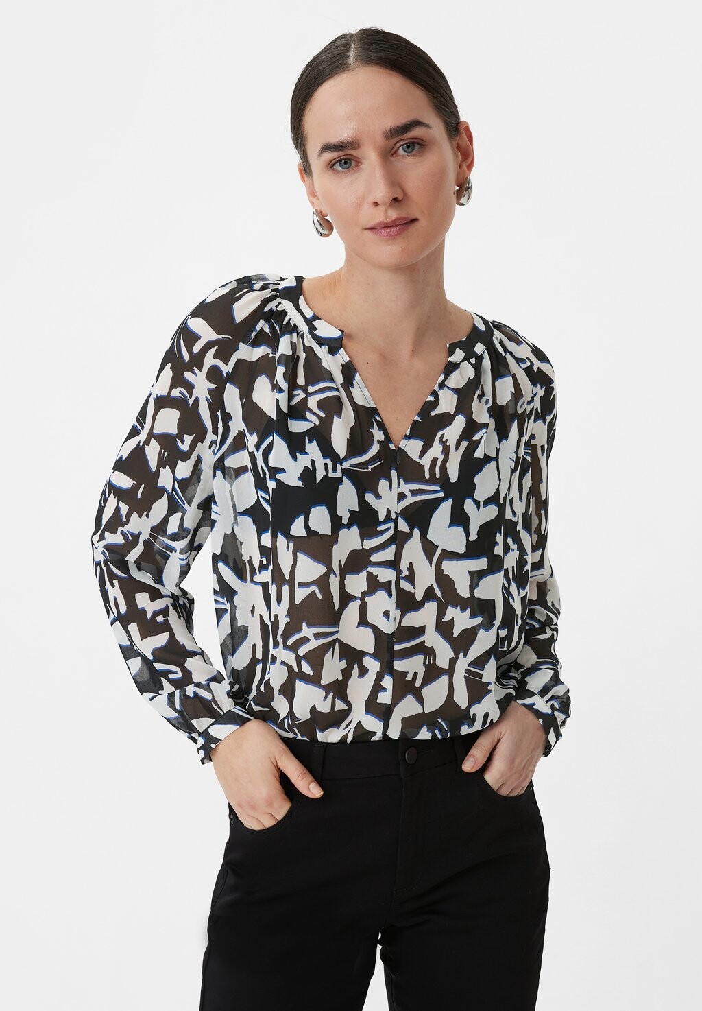 

Блузка BLUSE AUS CHIFFON comma, цвет schwarz