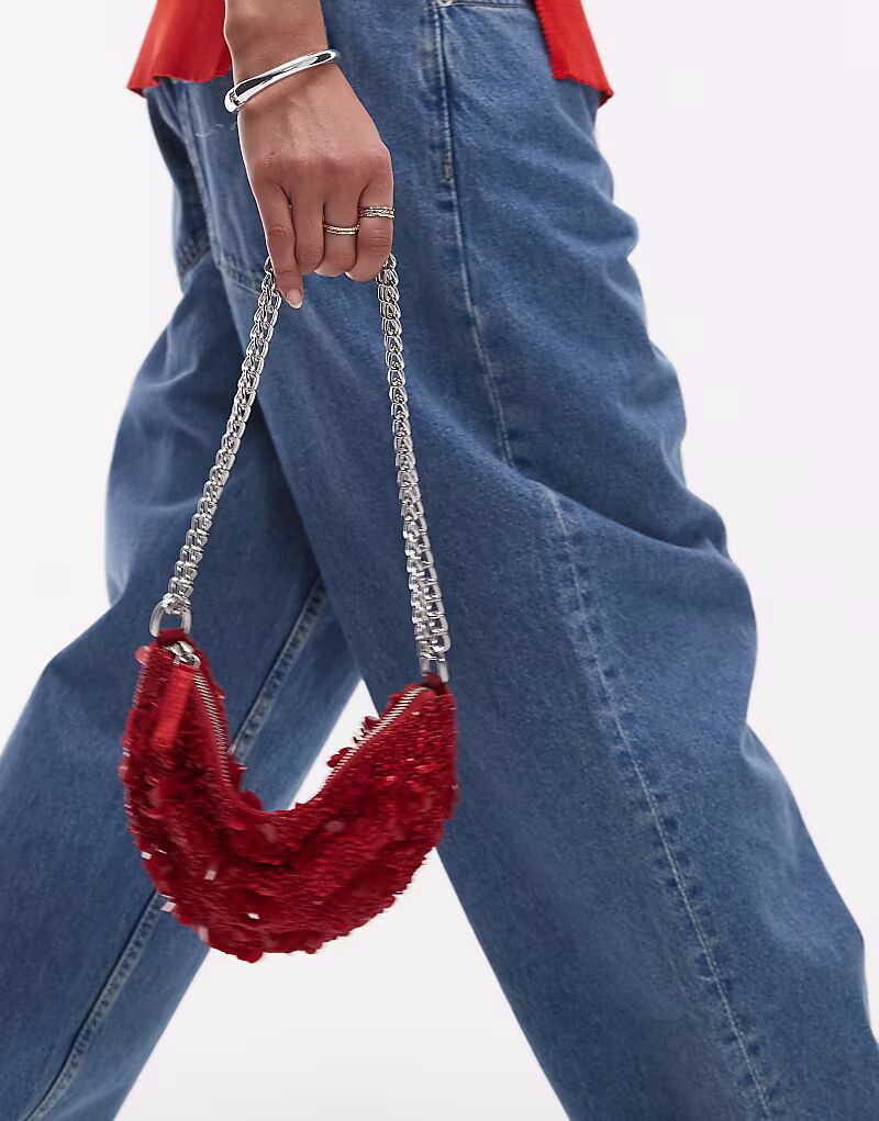 

Сумка Topshop Sian с пайетками красного цвета