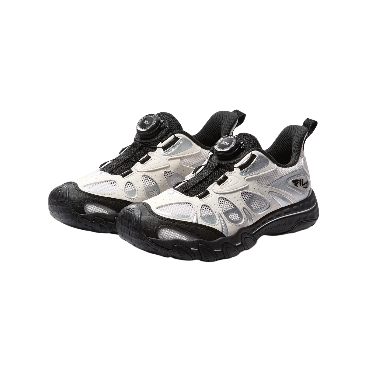 Tiger Claw 5 Textile, Synthetic Leather дышащие поддерживающие низкие кроссовки для детей FILA KIDS, Sheer White/Black — фото 4