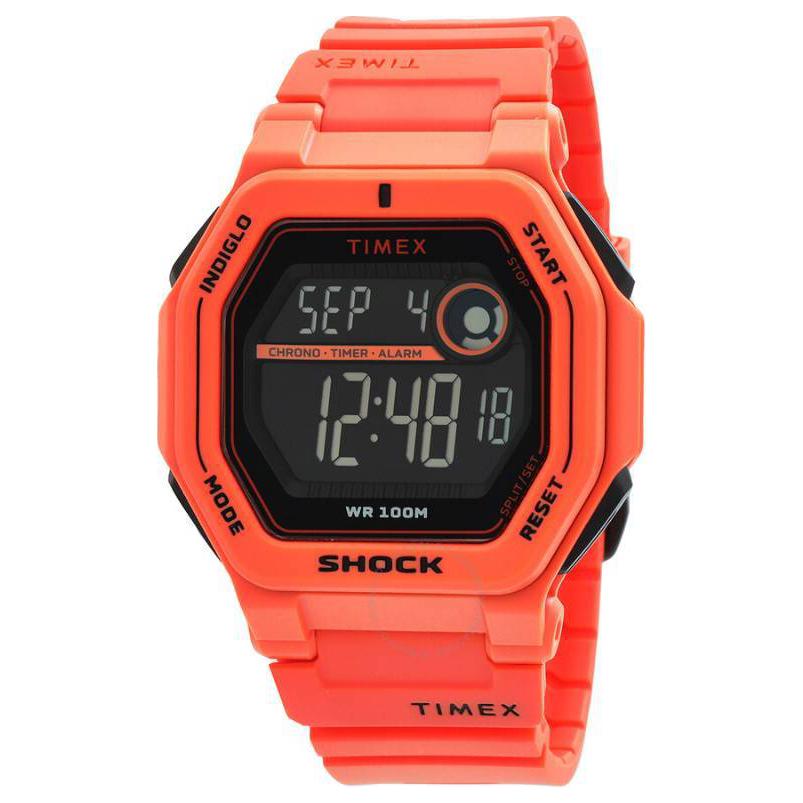 

TIMEX Мужские часы с кварцевым механизмом и резиновым ремешком, черный циферблат 45 мм