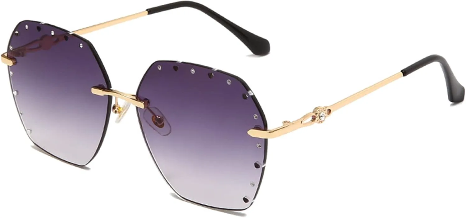 

Модные женские солнцезащитные очки 2026 года с металлическим покрытием и бриллиантами, декоративные, для отдыха на природе (Цвет: F, Размер: Средний) MTZJH, One Color