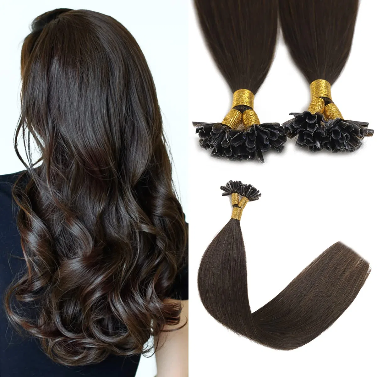 Натуральные волосы Sindra Keratin для наращивания U-Tip Sindra, #2 Dark Brown