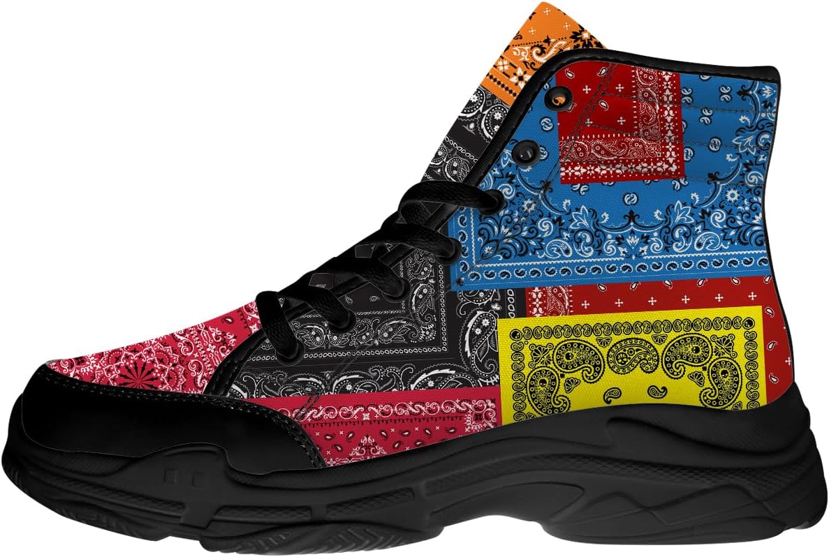 

Высокие кеды с банданной для женщин и мужчин, парусиновые платформенные туфли с кружевной застежкой и принтом пейсли, подарки для нее и него Generic, 3105 Multicolor