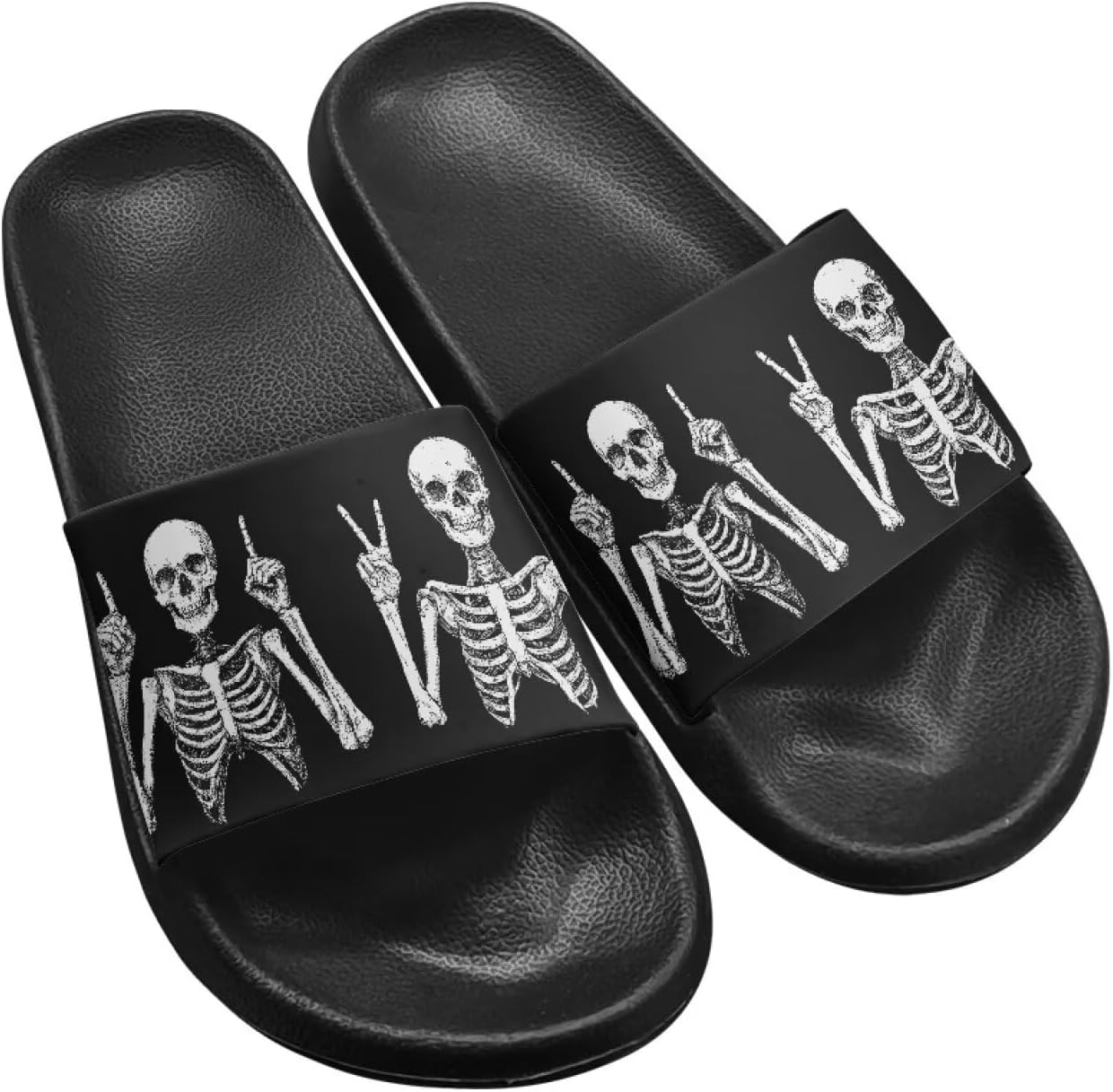 

Тапочки Hechitok для женщин и мужчин, шлепанцы для душа и дома, удобные и мягкие плоские сандалии из ЭВА, Skeleton Print