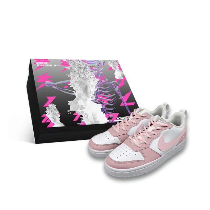 

Nike Кроссовки для скейтбординга Court Borough Abrasion Resistant Low top для детей, бело-розовые, унисекс