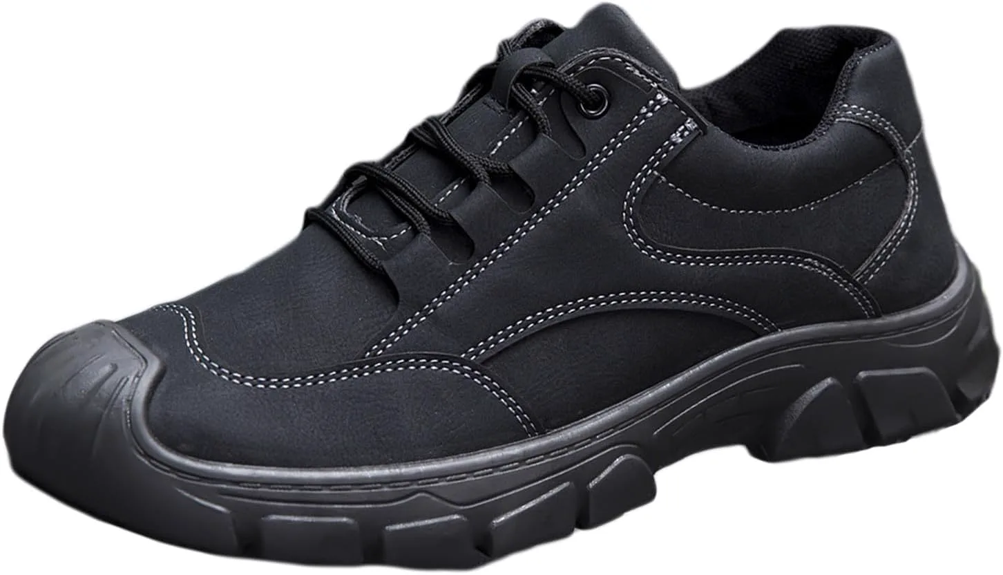 

Мужские замшевые кроссовки с шнуровкой, противоскользящие, на платформе, для походов, низкие, удобные, легкие, водонепроницаемые, с массивной подошвой, для отдыха на природе, походов, приключений и работы BOTRENT, черный