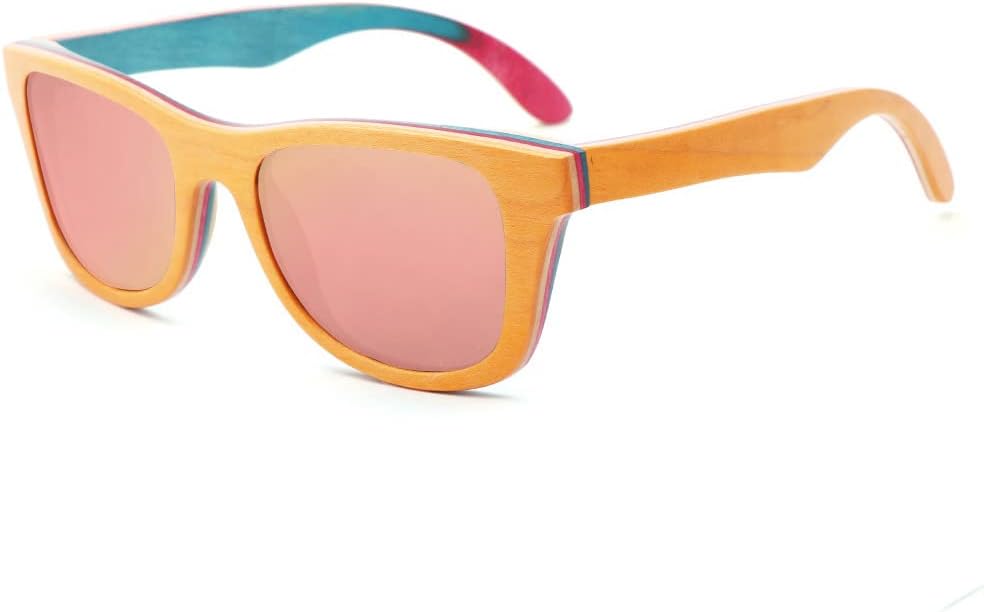 

Поляризованные солнцезащитные очки для мужчин, деревянная оправа, ручная работа, 100% защита от УФ-излучения, поляризованные линзы, очки для активного отдыха K5641 KSVEREN, C4 Pink