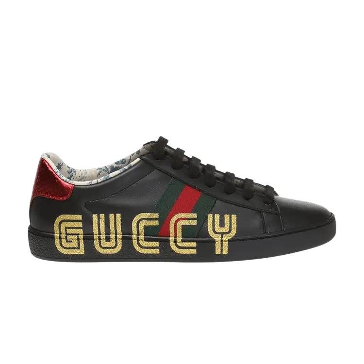 Кроссовки Gucci Wmns Ace Low Guccy Print - Black, черный