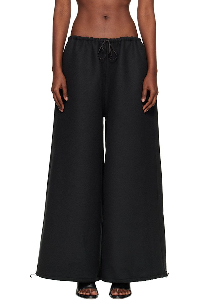 

Bambou Roger Kwong Серые шерстяные брюки-драпировки из двухслойной ткани