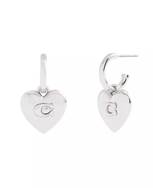 

Фирменные серьги-хагге с подвесками в форме сердца Coach, rhodium