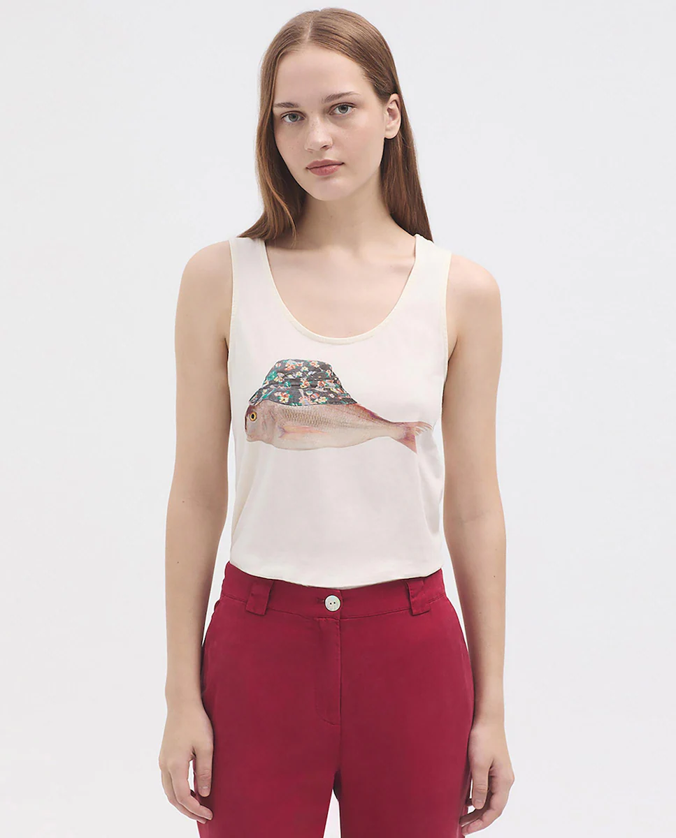 

Женская хлопковая майка без рукавов Nice Things, цвет Crudo