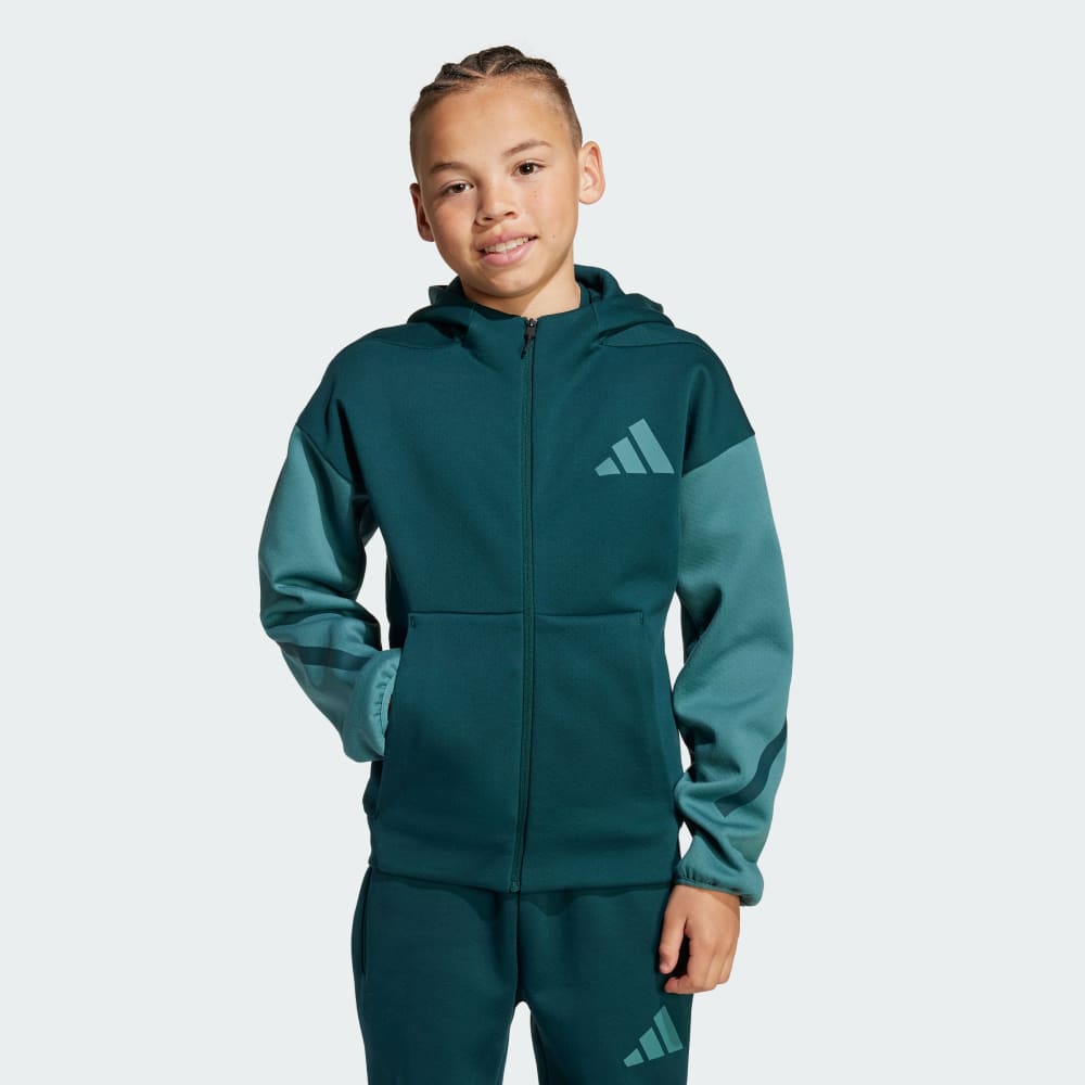 

Спортивный костюм Adidas Z.N.E. Full-Zip Colorblocked Hoodie Kids, цвет Aurora Ivy/Preloved Teal/Preloved Teal