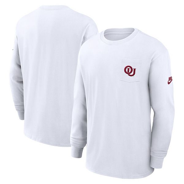 

Мужская белая футболка Oklahoma Sooners Legacy Max90 с карманом и длинным рукавом Nike