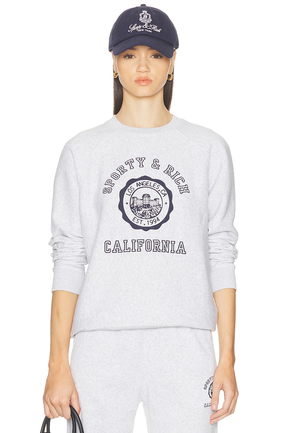 

Калифорнийский эмблема мягкий свитшот с круглым вырезом Sporty & Rich, Heather Gray