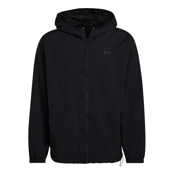 

Куртка adidas originals R.y.v. Wb Hz Solid Color Logo Sports Hooded Jacket Black, черный