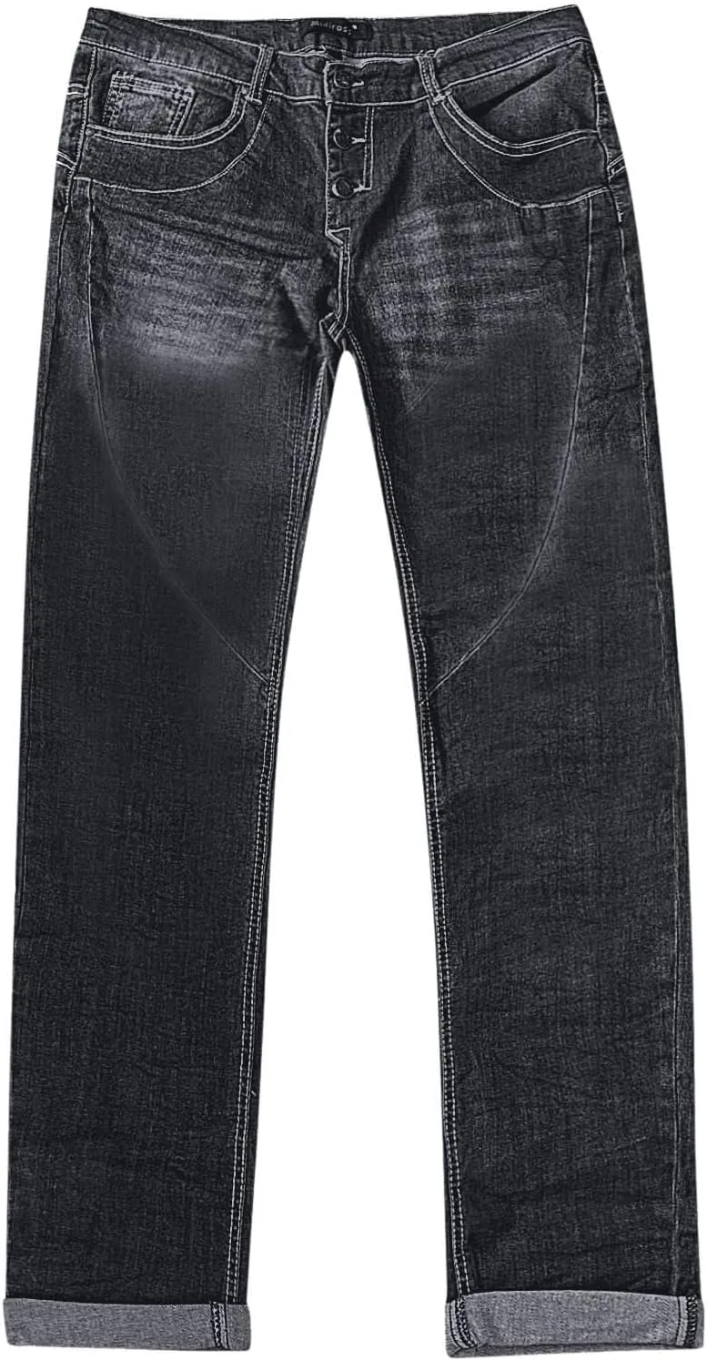Женские джинсы distressed slim straight cuffed crop mid rise stretchy washed vintage boyfriend — фото 3