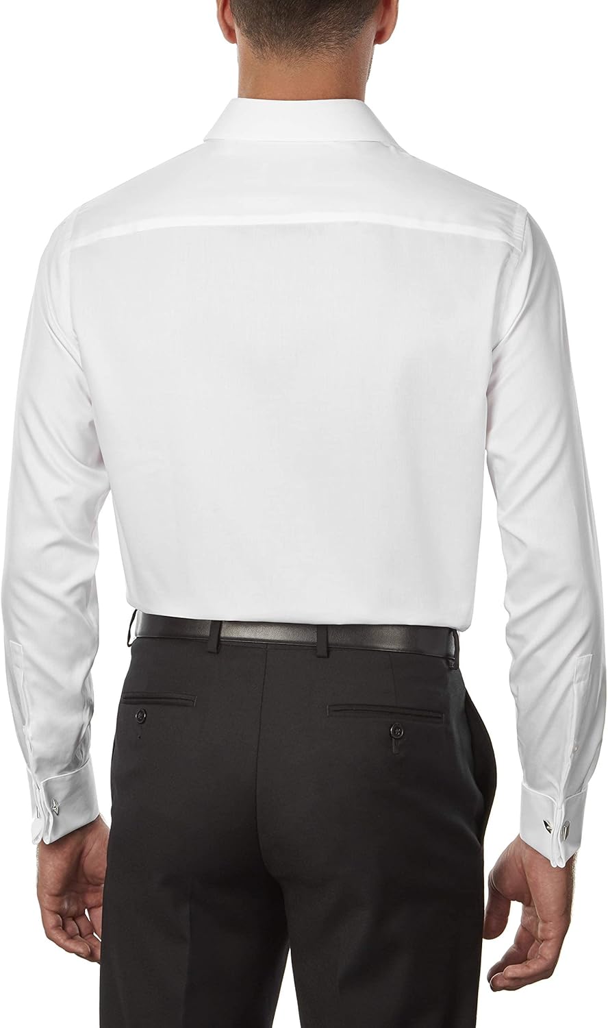 Мужская рубашка Calvin Klein Regular Fit с французскими манжетами и узором «елочка», White — фото 2