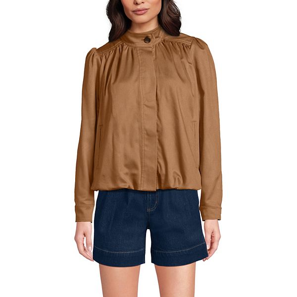 

Женская куртка из твила с драпировкой и пузырьковым подолом Lands' End