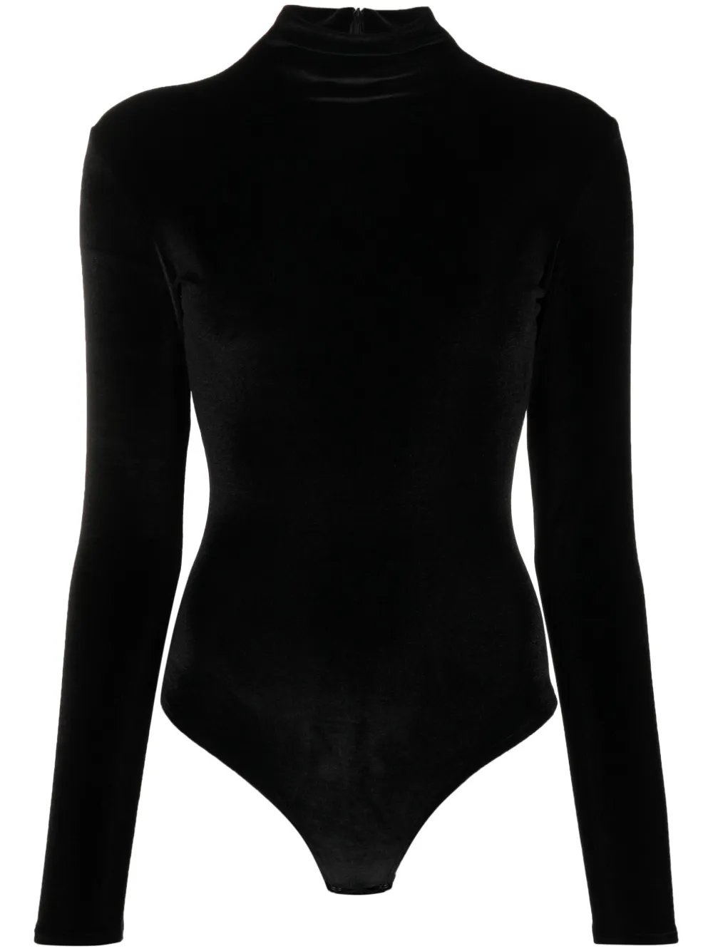 

Бархатное боди с воротником-стойкой Atu Body Couture, черный