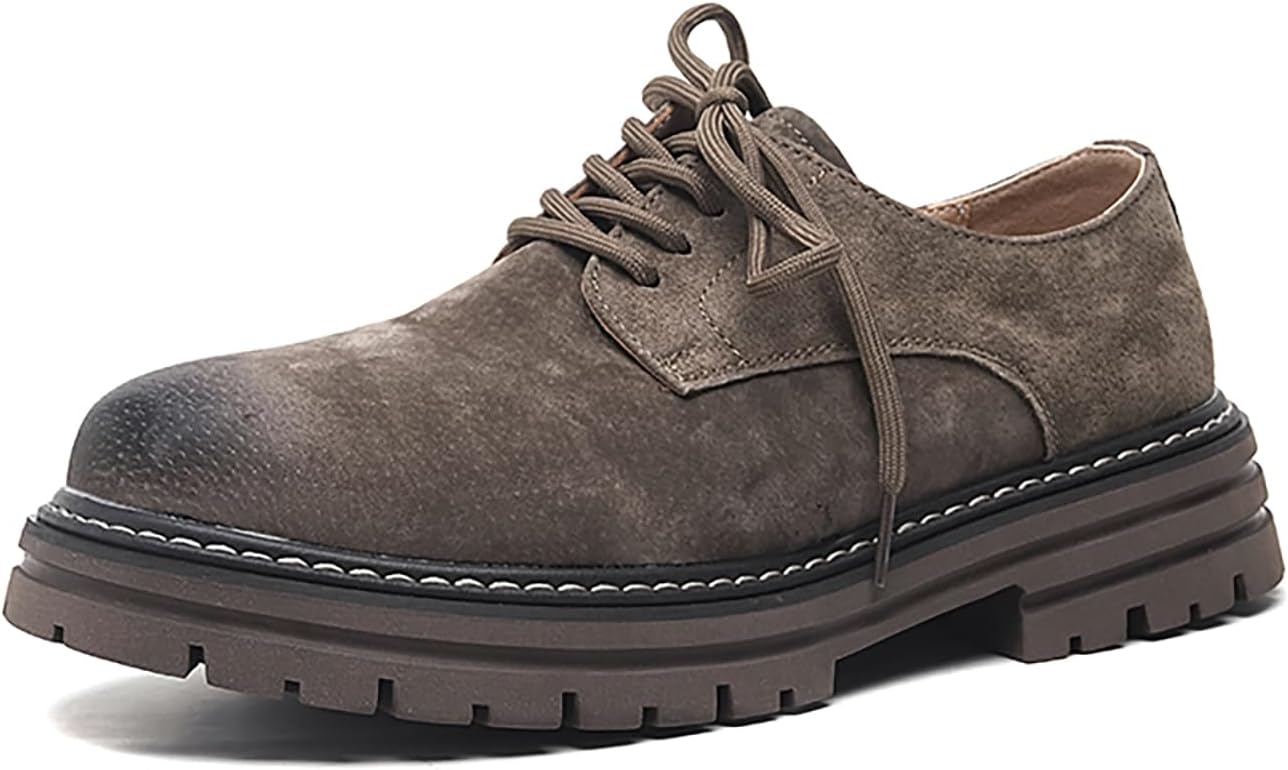 

Мужские классические кожаные оксфорды с круглым носком, на платформе, с шнуровкой, массивным каблуком и ребристой подошвой, дерби, комфортные, модные, деловые туфли Ryvz Tynx, серый
