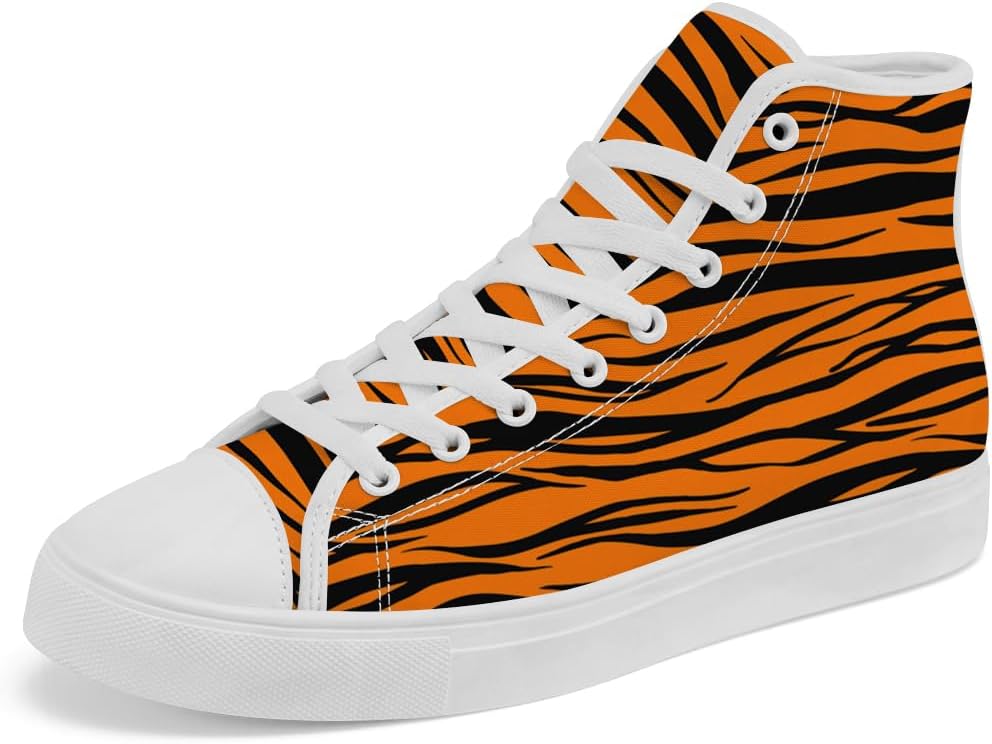 

Кеды на высокой подошве с тигровым принтом Кроссовки с тигровыми полосами на высокой подошве Шнуровка Повседневная обувь для женщин и мужчин Chebing, 611 Brown