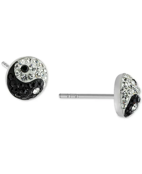 

Серьги-Гвоздики «Инь-Ян» с кристаллами паве из стерлингового серебра Macy'S, silver